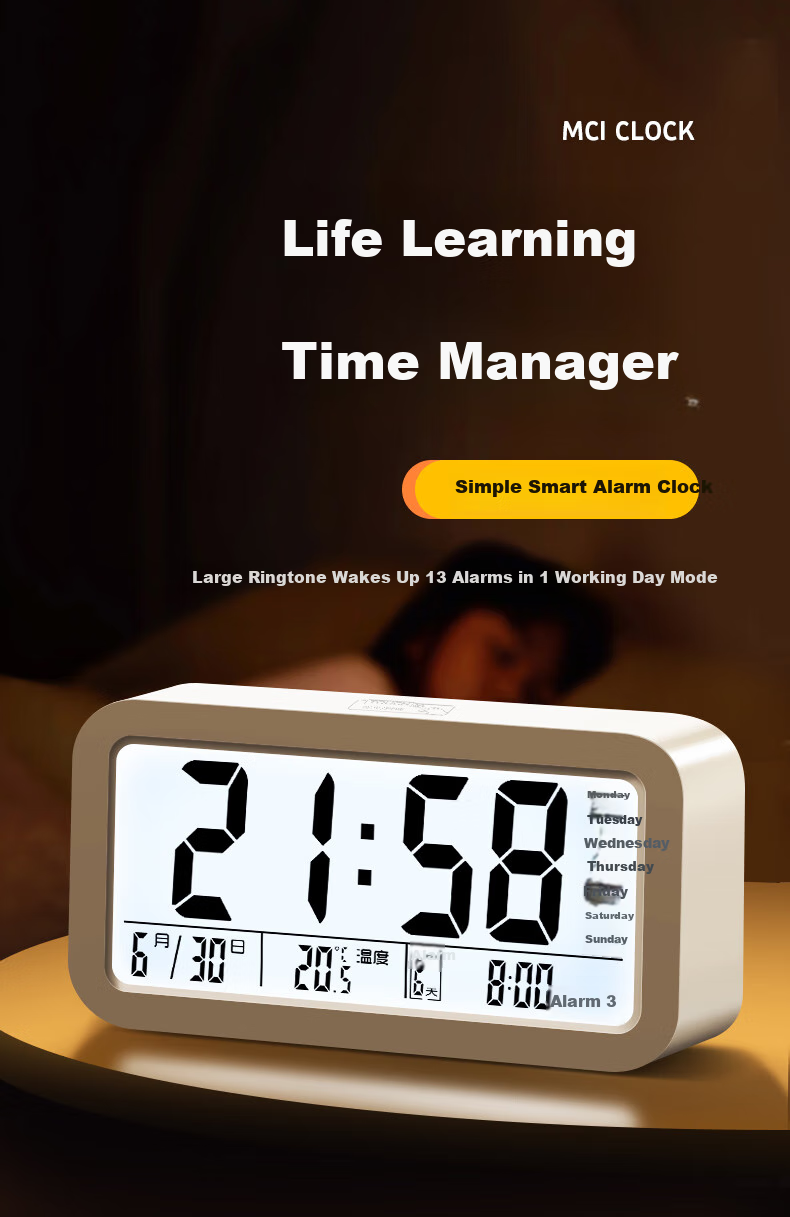 Mashi Alarm Clock for Students And Children, Bedroom Bedside Clock, Specialized Wake-Up Device, 2026 New Smart Electronic Desktop Clock, Back-To Essential, Black Back-To Gift 1