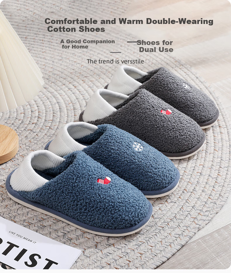 GUOLUOFEI Women's Slippers with Heel, Indoor Home Couple's All-Season Floor Slippers, Two-Way Wear, Postpartum Shoes, Gray, Size 41-42 1