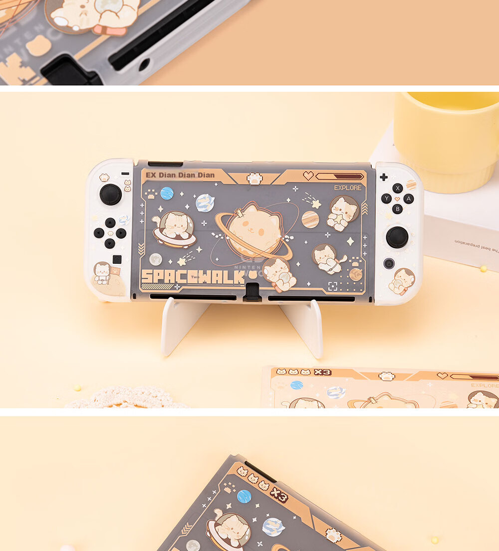 Jixiang Switch Protective Case, Oled Protective Case with Detachable Base, Shockproof And Drop-Resistant Hard Shell Handle Cover, Oled Cat Sickle Sack Protective Case 18