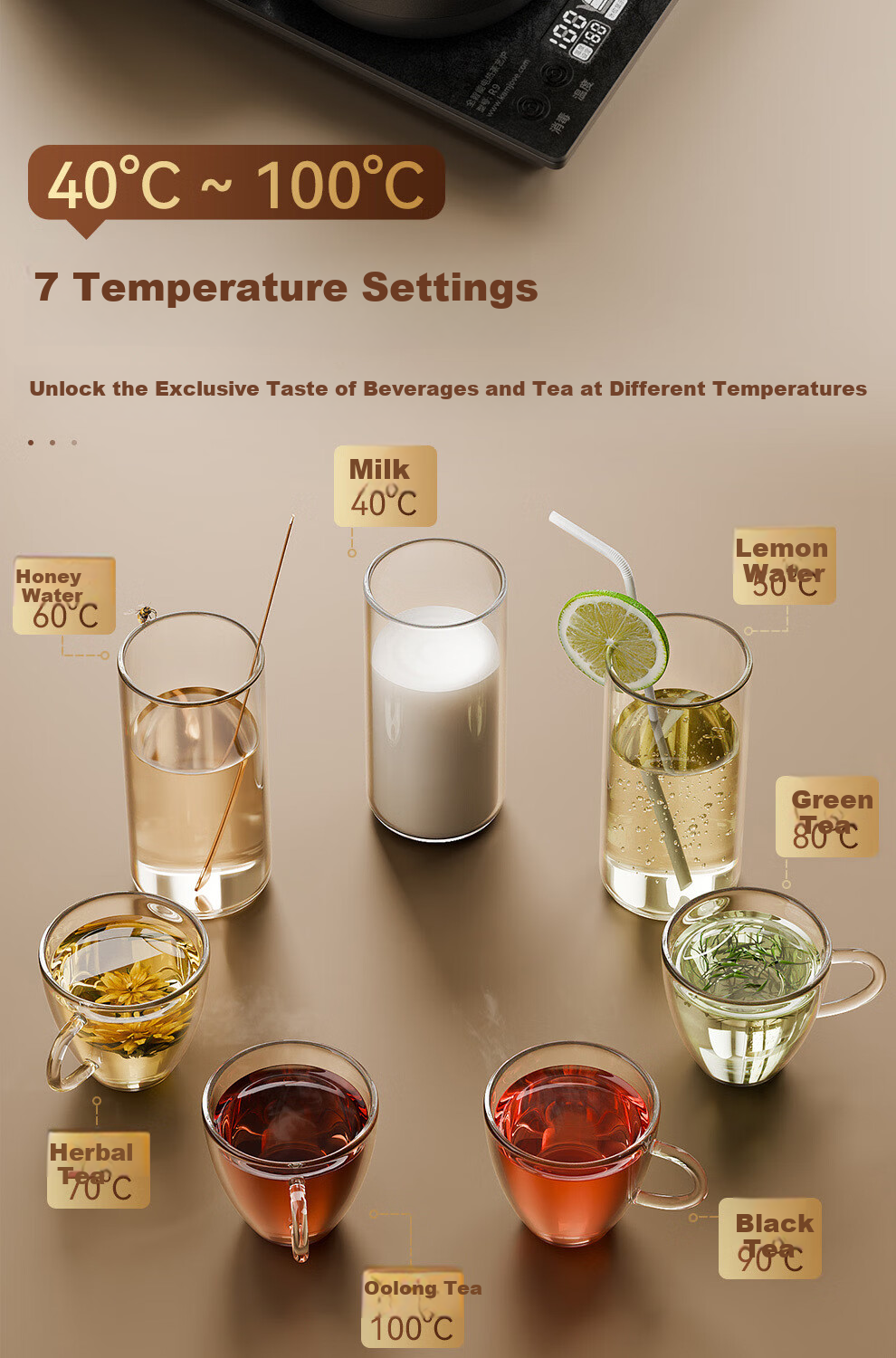 KAMJOVE Electric Automatic Water Boiling Kettle Dual Kettle Constant Temperature Tea Set Tea Table Integrated Brewing Kettle V88A 9
