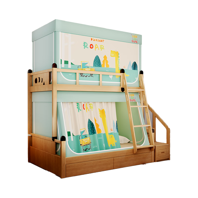 Lanwuxian Mosquito Net Blackout Bed Curtain for Home Use, Baby And Child Anti-Fall Mosquito Net for Bunk Beds, Trapezoidal Lower Bunk 1.5*1.9 Meters