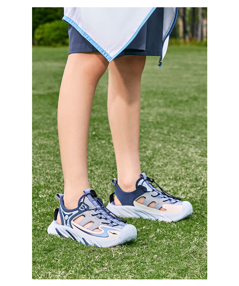 ERKE Kids Drawstring Sandals Boys and Girls Breathable Summer Beach Shoes Pure Pink/Lotus Color Size 34 17