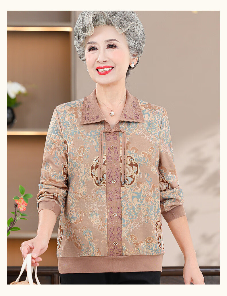 Fengxiao Middle-aged and Elderly 2025 New Shirt Elegant and Noble Spring Top for Grandma and Mom 7