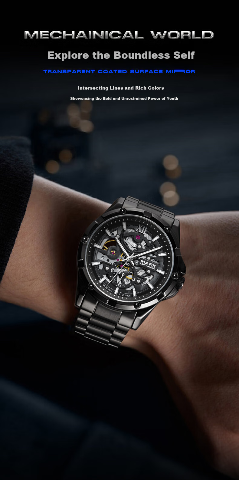 MARK FAIRWHALE Explorer Men's Automatic Mechanical Watch, Top Ten Business Watches, Chinese Brand Wristwatch, Birthday Gift for Boyfriend 10