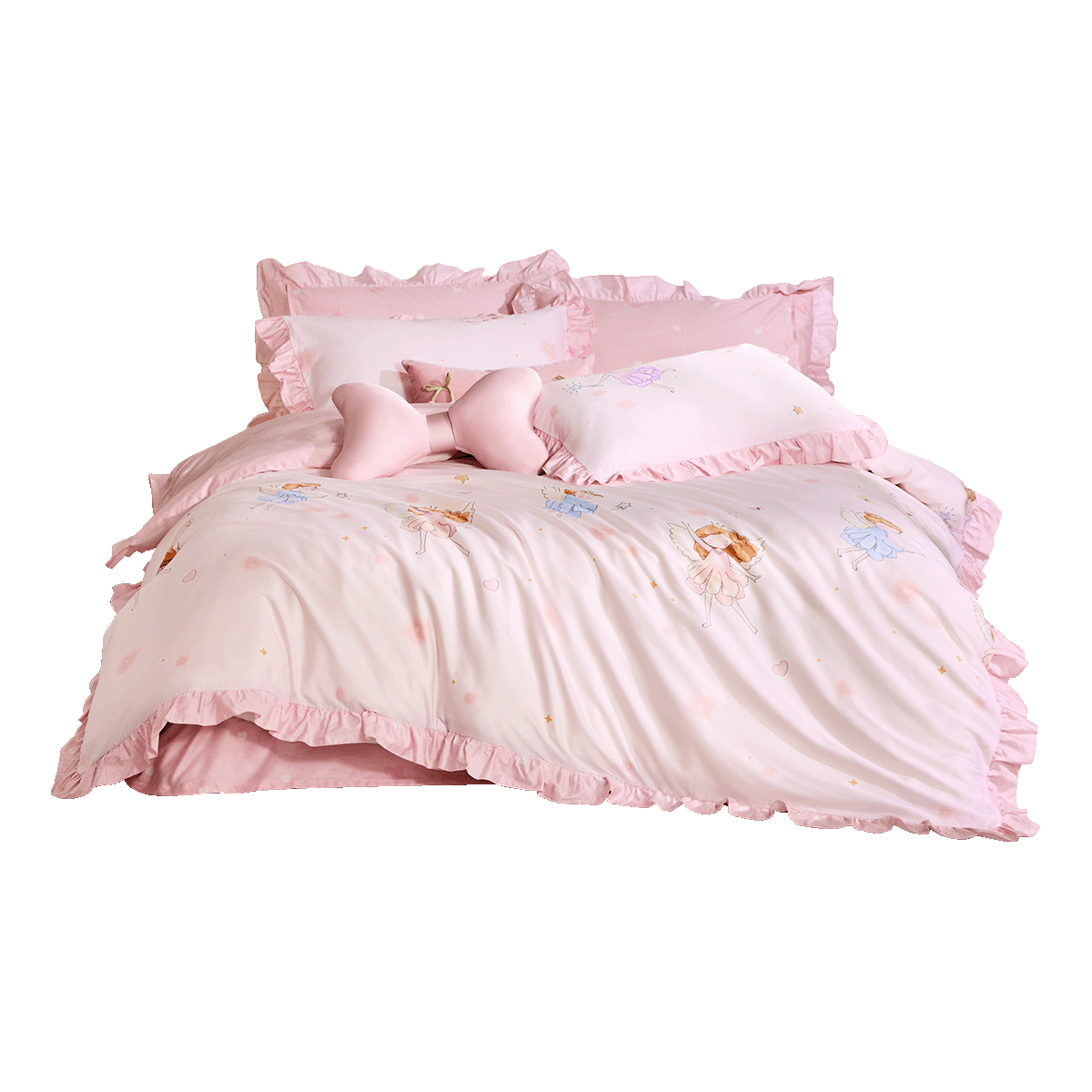 Luolaikids Four-Piece Set, Maternal And Infant Class A 60-Count Ultra-Soft Pure Cotton Duvet Cover, Bed Sheet, Pillowcase, Cotton Quilt Cover, 220*250