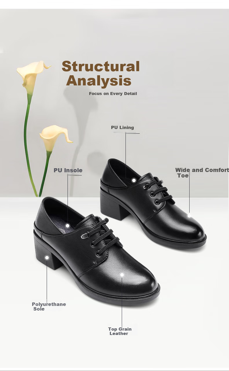 Qiangren Comfortable Women's Pumps, 5.5CM High Heels, Top-Grain Leather, Simple Commuter Women's Shoes, JDA73250, Black, Size 36 8