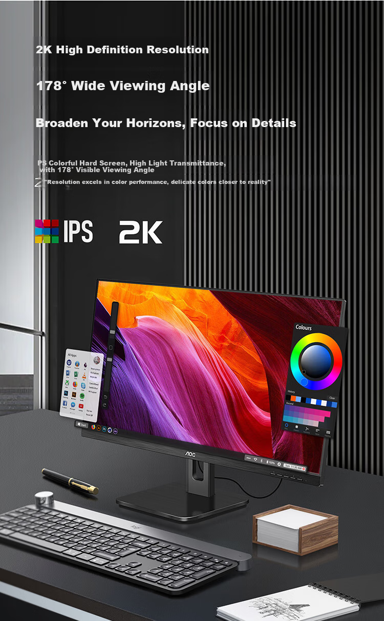 AOC Monitor, 23.8-Inch, 2K High-Definition, 100Hz IPS Low Blue Light, Type-C, Rotatable And Height-Adjustable, for Entertainment And Office Use, Computer Monitor, Q24P2C 3