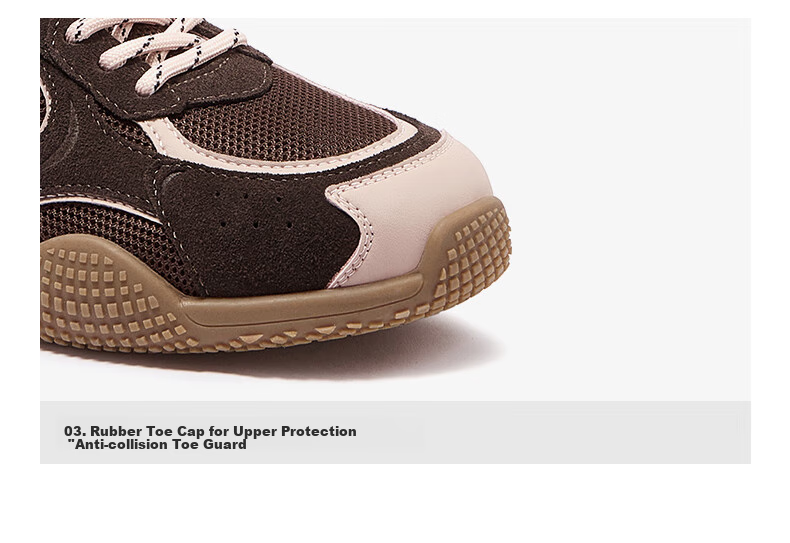 CAMEL Crescent Training Shoes for Women, Versatile Sports Sneakers, Mesh Upper, Retro Casual Shoes, L25S577059, Coffee/pink, Size 35 44
