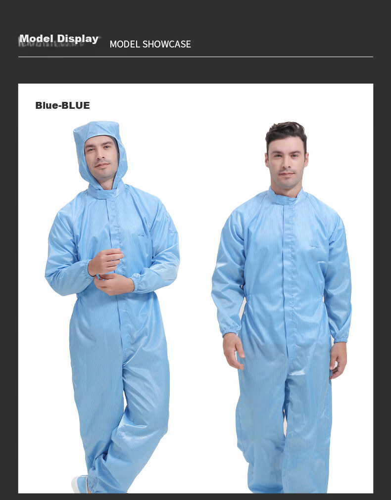 WK Cleanroom Suit, Dust-Proof Suit, Anti-Static Workwear, Clean Room Garment, Striped Hooded Three-Piece Suit, White, XL, Customizable 10