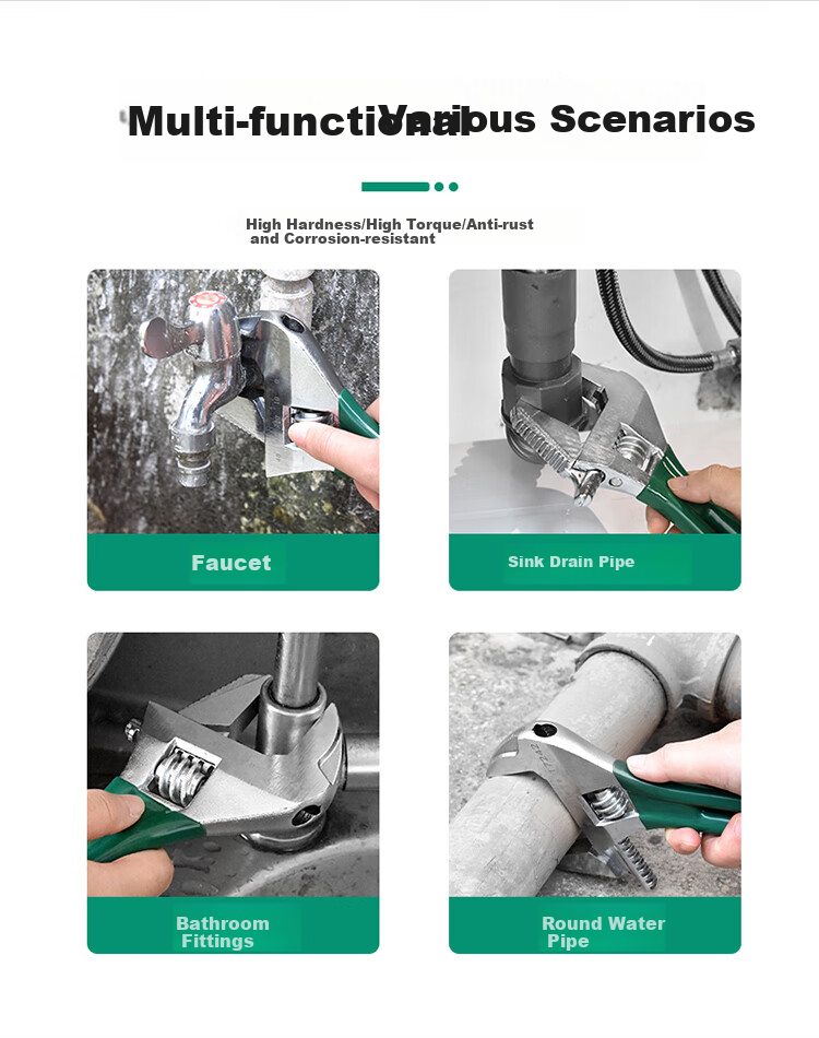 Baolian Adjustable Wrench, Short Handle, 8 Inches, 46mm, Universal Multi-Functional Set for Plumbing And Bathroom Use 13