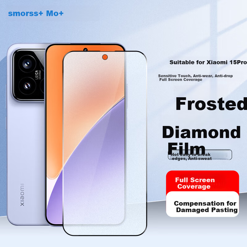 Smorss Tempered Glass Screen Protector for Xiaomi 15 Pro/15 Ultra, Frosted Film, Full Coverage, Gaming Anti-Sweat Anti-Drop Light Fingerprint Resistant Protective Film