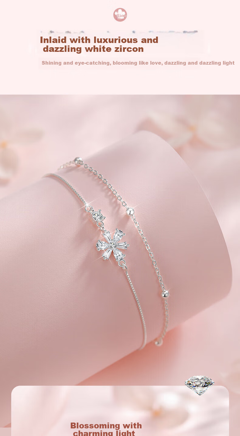 Zhenshangyin Chinese Gold Cherry Blossom Silver Bracelet, Women's Beaded Bracelet, High-End Jewelry, Birthday Gift for Girlfriend, Present for Wife, S925 1