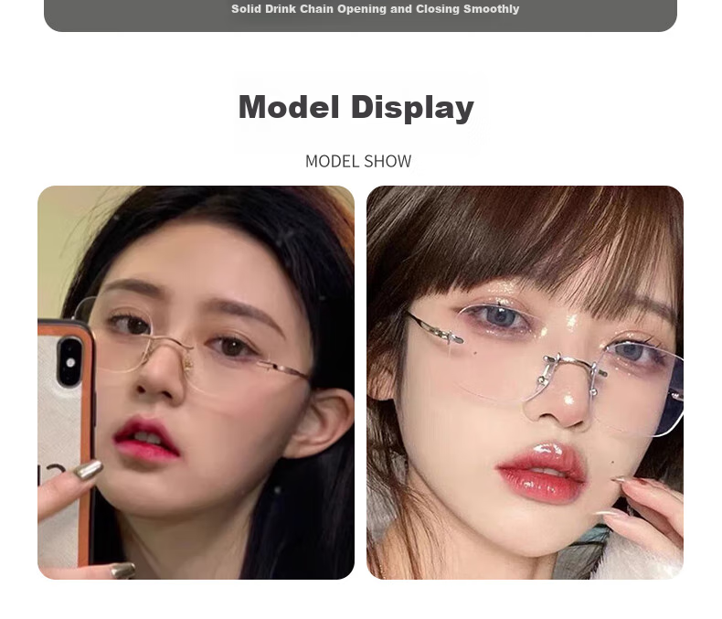 LOVECRAFT Frameless Silver Glasses for Women, Nearsighted Glasses, Square Gold Wire Small Frame, Simple Non-Frame Glasses for Women, Blue Light Blocking 5