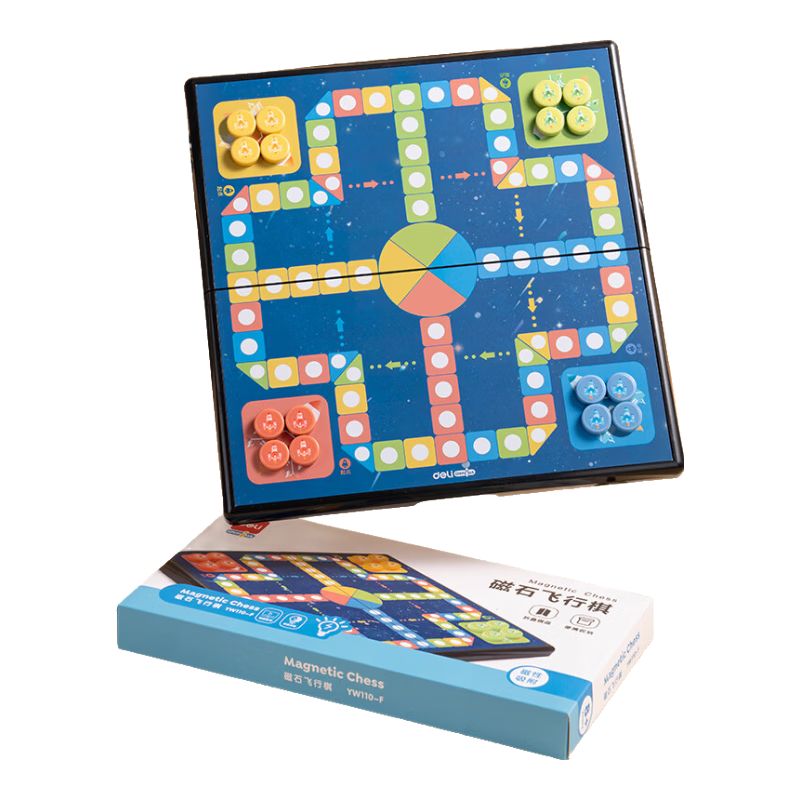 Deli Ludo Set, Portable Folding Board, Children's And Student Gift, Educational Board Game, Magnetic Stones, Camping
