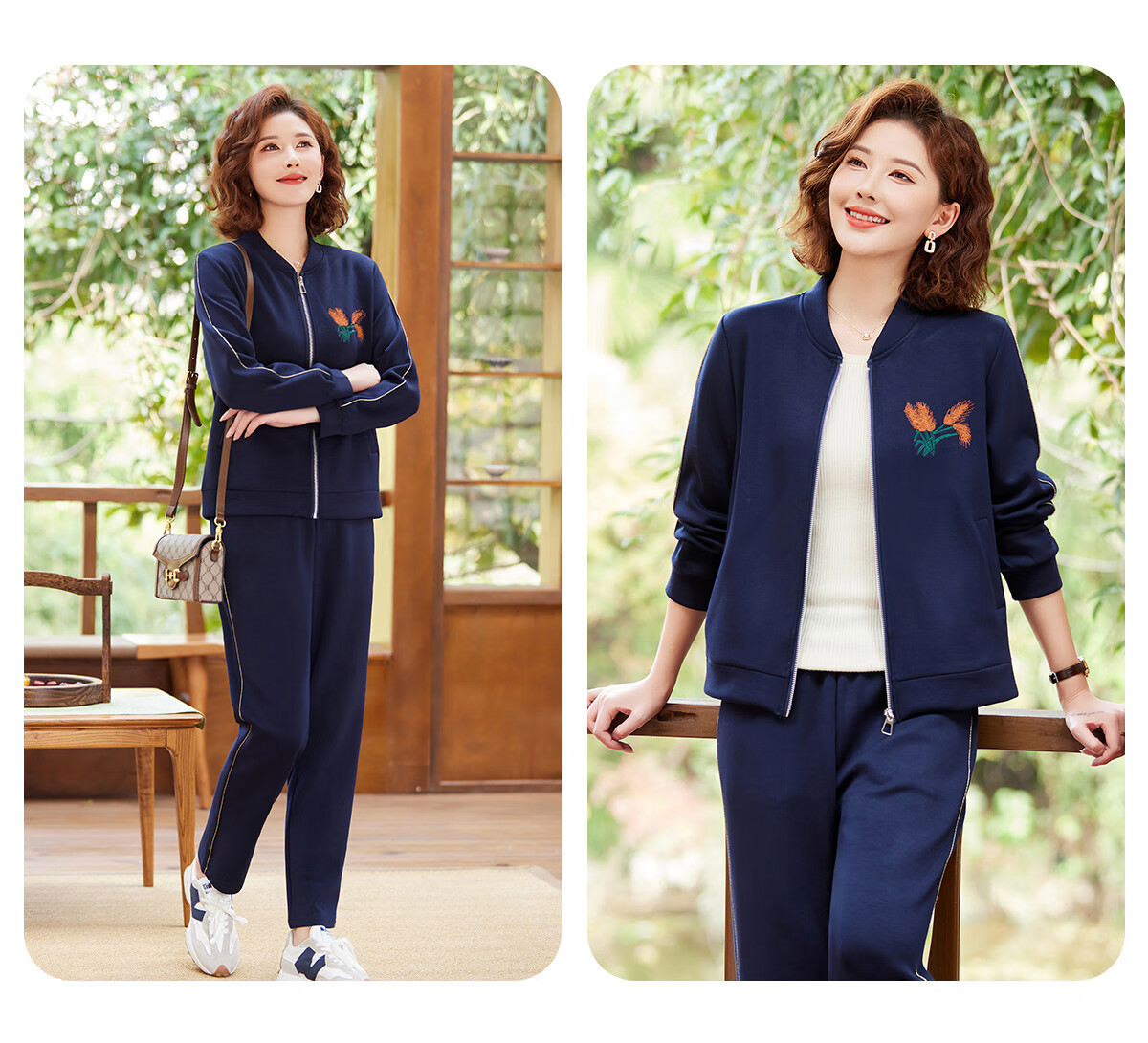 Yuzhaolin Mom's 2025 Spring Autumn Sports Suit Middle-aged and Elderly Women's Long Sleeve Sportswear Two-piece Set Y51K045 14