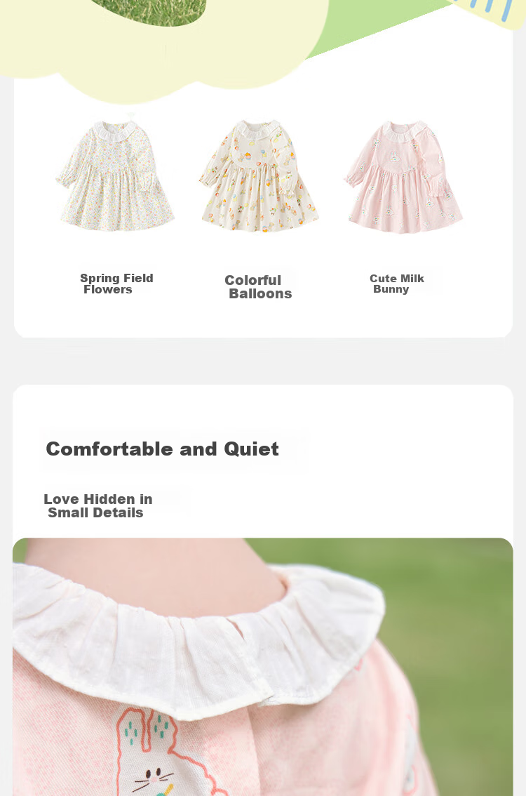 BALABALA Girls' Dress, Children's Dress, Baby Girl Spring 2025, Infant Delicate Sweet Cute Dress, 208125111009 10