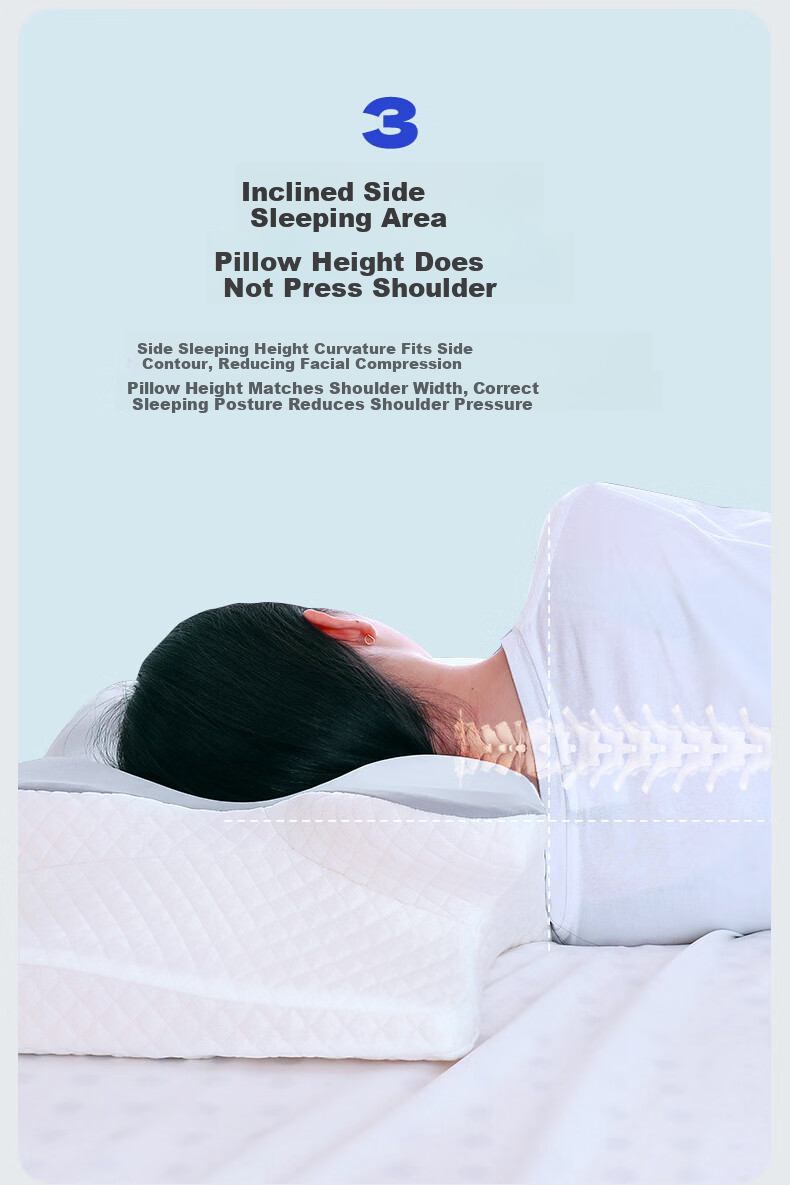 Howtreats Cervical Pillow for Adults, Sleeping Neck Support Pillow, Side Sleeping Pillow, Double-Layer Pillow, Deep Sleep Ergonomic Memory Foam Pillow 6