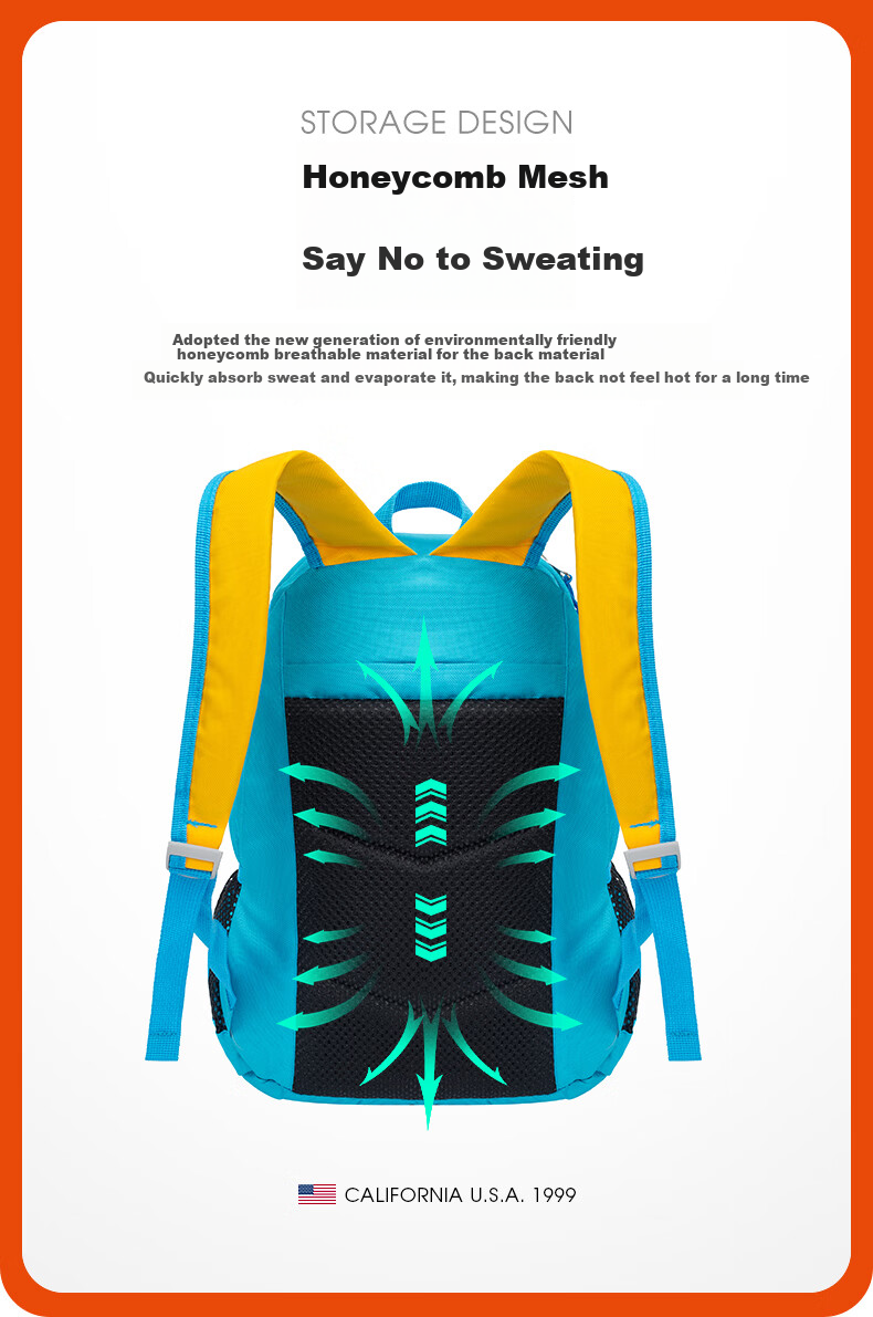 TFO Competition-Grade Children's Outdoor Backpack, Hiking And Mountaineering Bag, Travel Backpack 9202427, Sky Blue, 15L 7