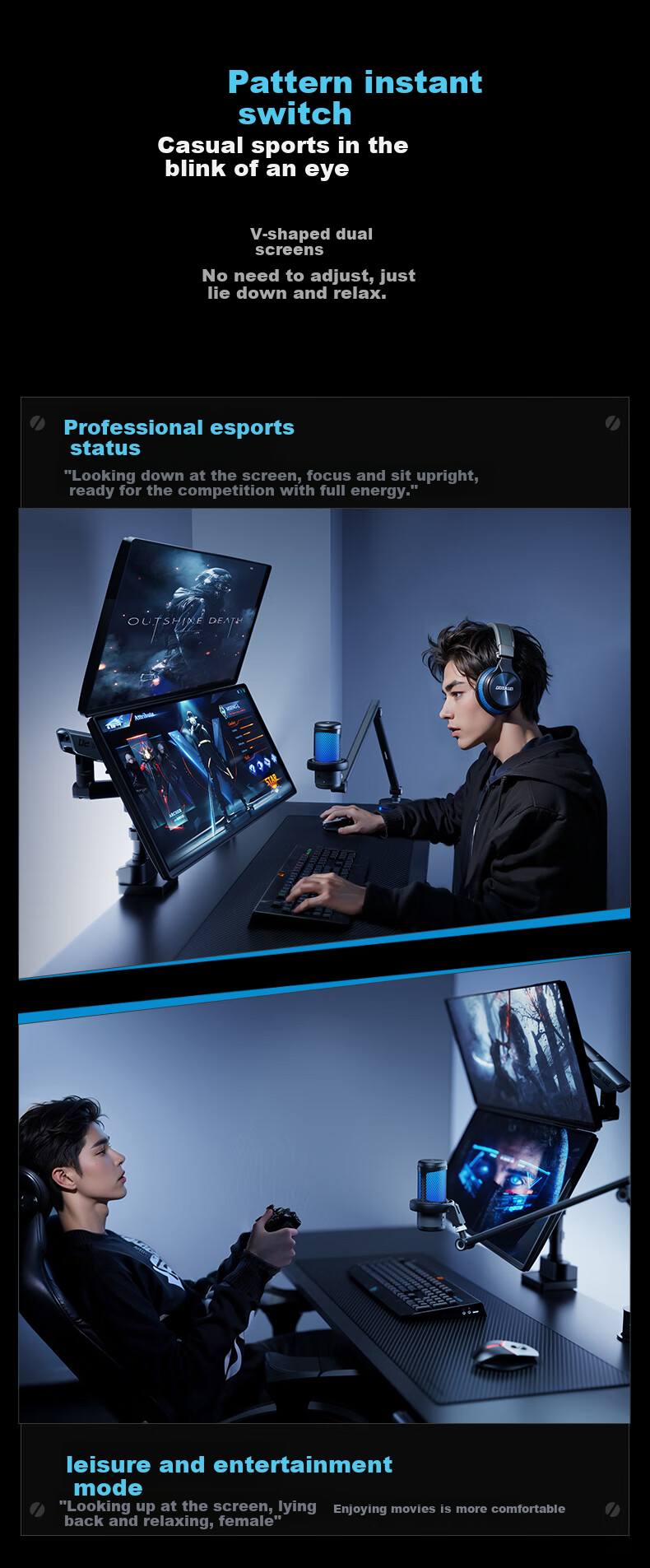 HUMANEX Monitor Stand Upgraded Version, Computer Display Gaming Mechanical Arm Desktop Monitor Height Adjustable Stand, Compatible with 17-35 Inch Yinshi Stand TX02-P2W 4