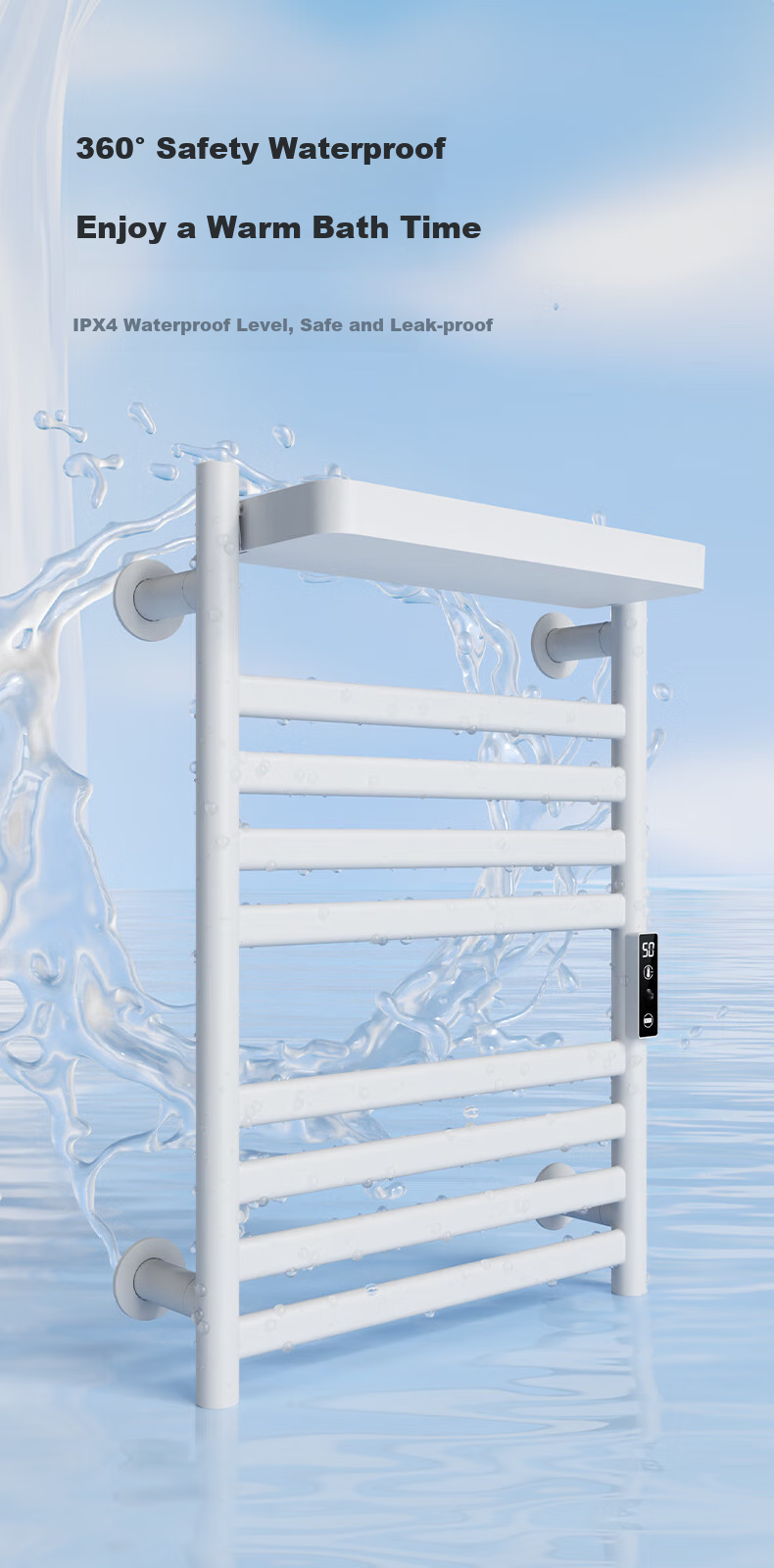 AVONFLOW Electric Towel Rack, Xiao Ai SE Series, Carbon Fiber Heating, Touchscreen Digital Display with Timer And Temperature Control, GD32 5