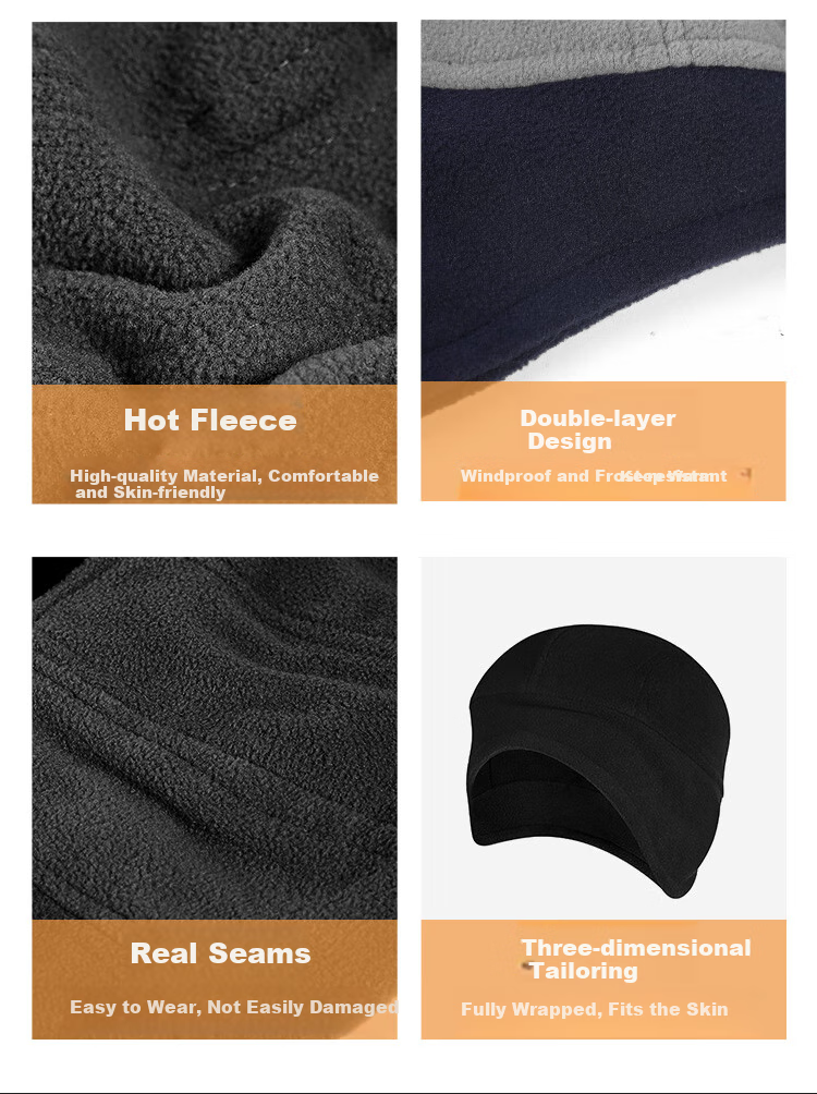 FOREVER Cycling Cap, Warm Ear Protection, Outdoor Sports Windproof, Cold-Resistant Fleece Bicycle Helmet for Winter, Black 2