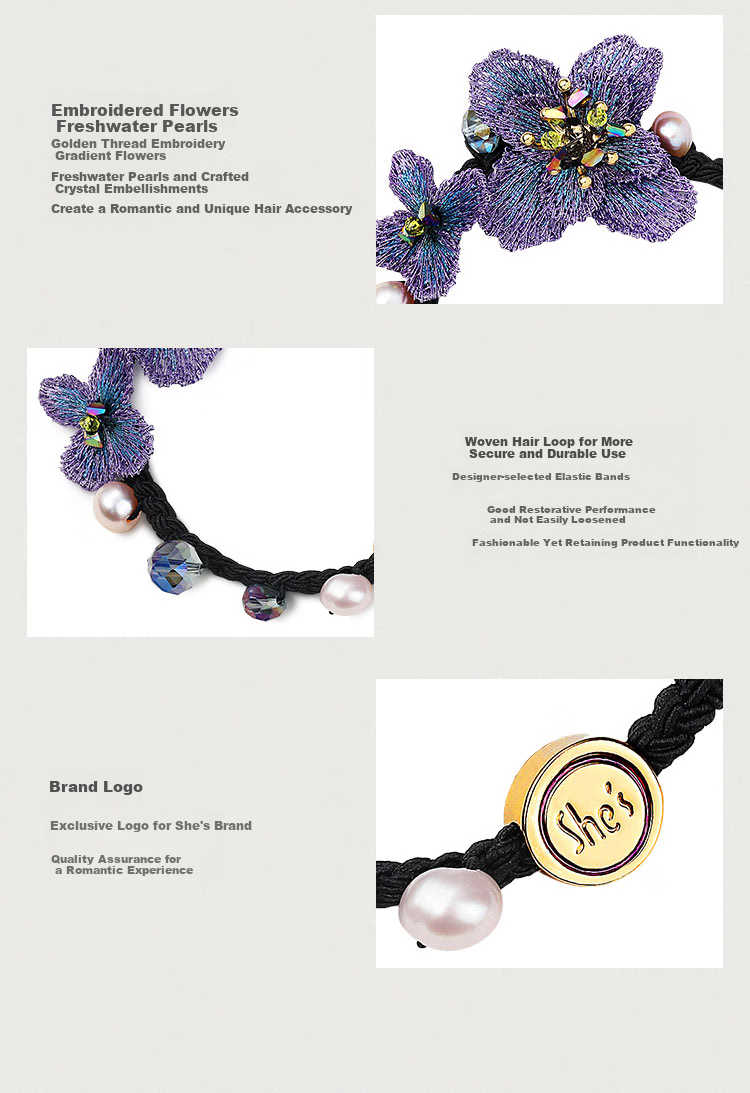 She's Forget-Me Gradient Embroidered Flower Hair Tie, Fashionable Hairband, Birthday Gift for Girlfriend 8
