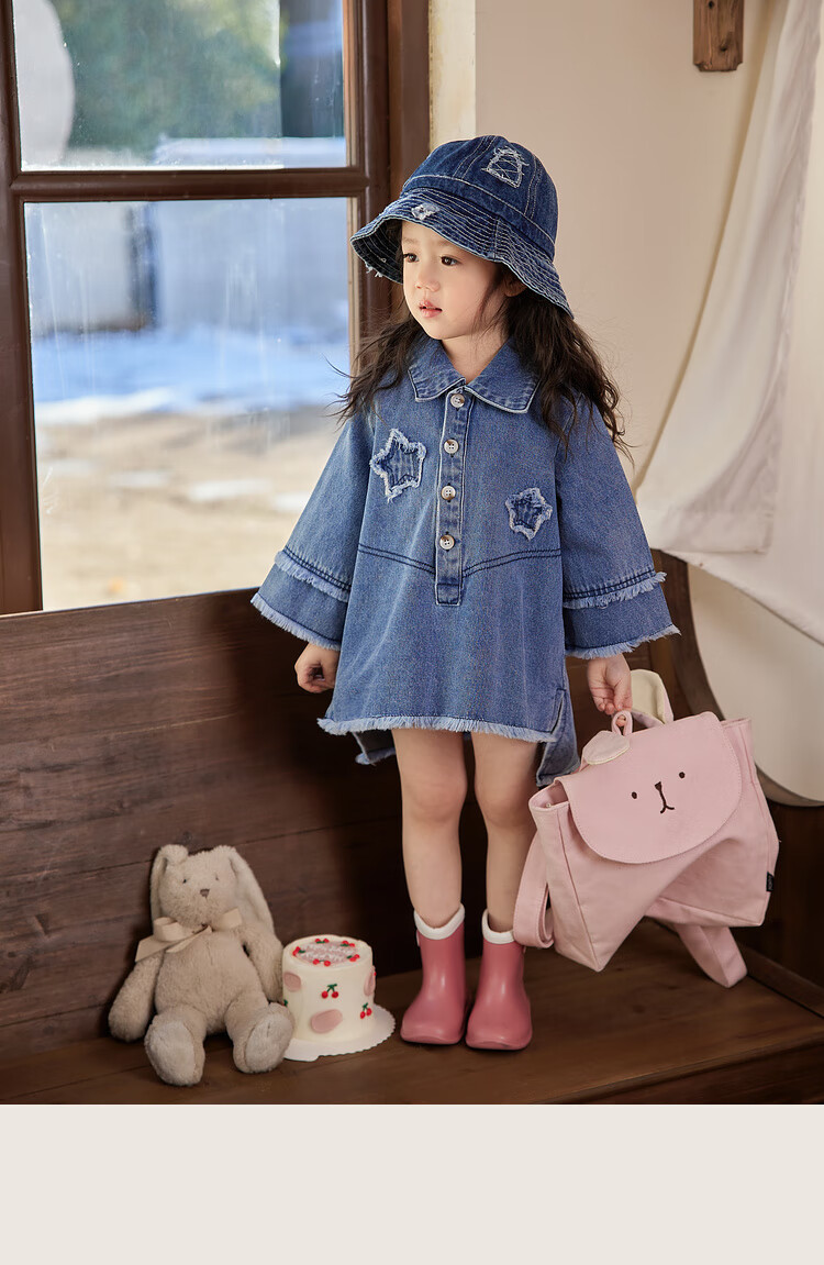 LUSON Chen Da Zhu Little O Baby Denim Dress for Women, Fashionable And Stylish, New Spring And Autumn 2025 Collection, Casual Dress for Infants 7