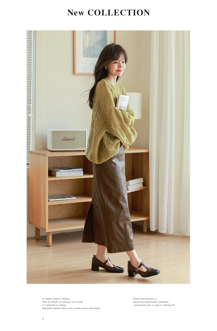 Mt [Relaxed Grass Green] Autumn Simple Round Neck, Jacquard Loose Long-Sleeve Pullover Sweater 5
