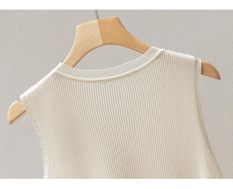 Cypress Fashion Vest 2026 Spring New Women's Simple Slim Fit Round Neck Sleeveless Short Top 6