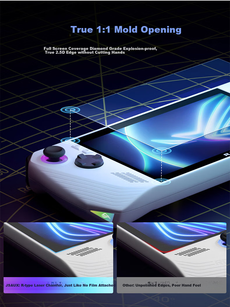 JSAUX Few Shuo Compatible with ASUS ROG Handheld Allux Tempered Glass Screen Protector, ROG Protective Film, Anti-Fingerprint, All X Accessory, Second-Generation Screen Film, High-Definition Anti-Glare 3