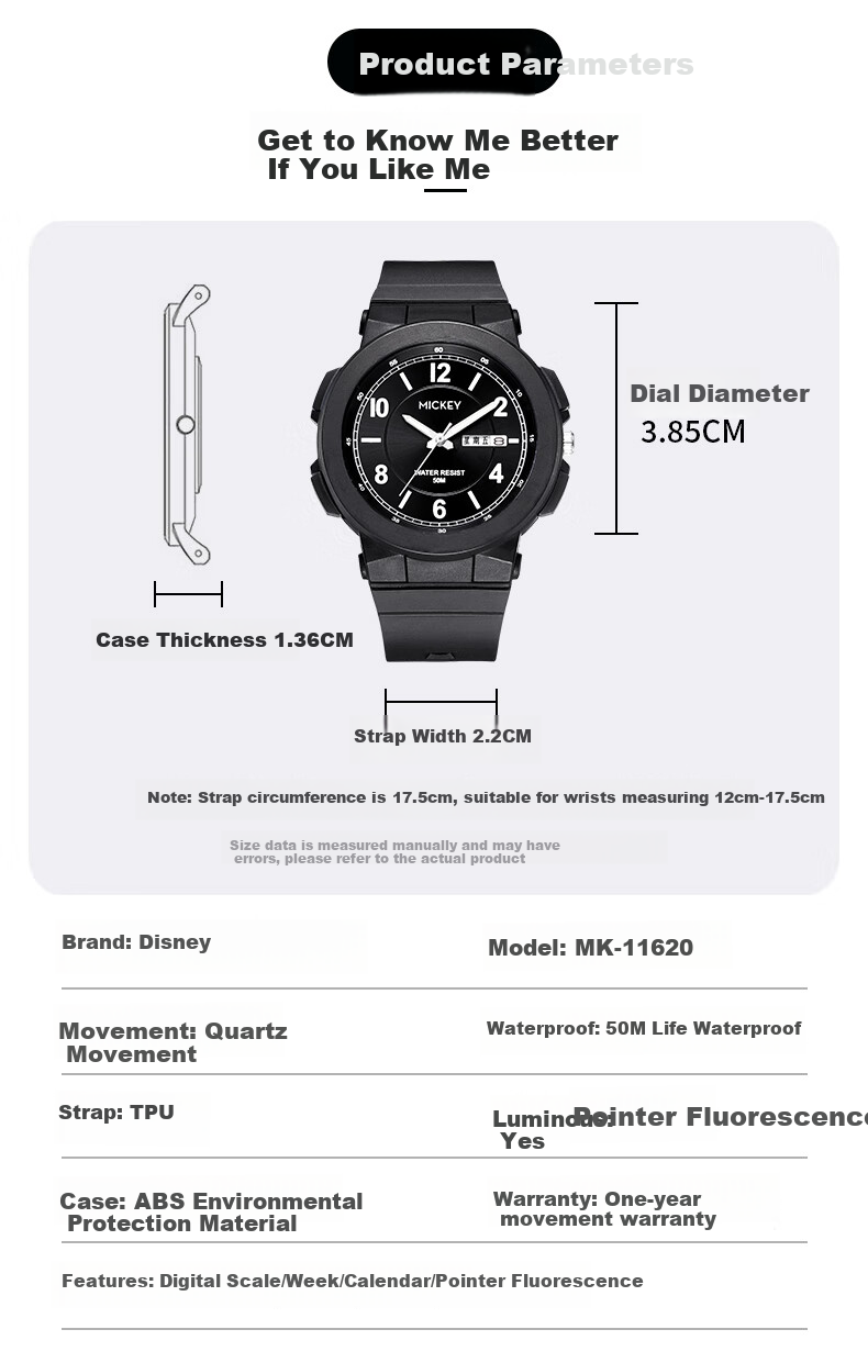 Disney Student Watch, Simple Waterproof Quartz Watch, for Teenagers in Middle And High School, Exam Watch, Back-To Gift for Students 6