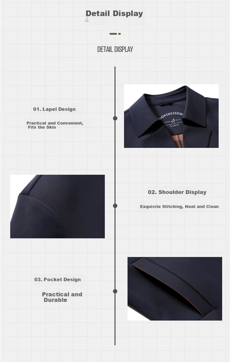 SHANSHAN High-End Trench Coat for Young And Middle-Aged Men, Mid-Length Solid Color Wrinkle-Resistant Casual Seamless Pressed Jacket Father's Day Outerwear 13