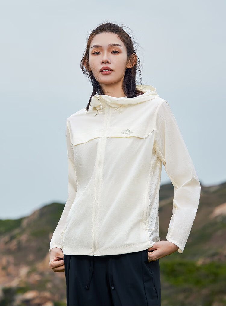 Pioneer Camp Zhuque Sun Protection Jacket for Women, Summer Outdoor Breathable UV-Resistant Hooded Original Yarn Sun Protection Clothing, Lightweight Outer Coat 1