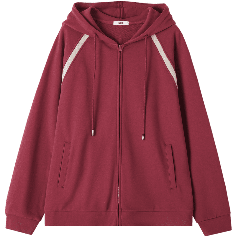Dme [Cotton Academy] Spring Simple Color-Block Hooded Cardigan, Casual Loose Comfortable Concealing Women's Jacket
