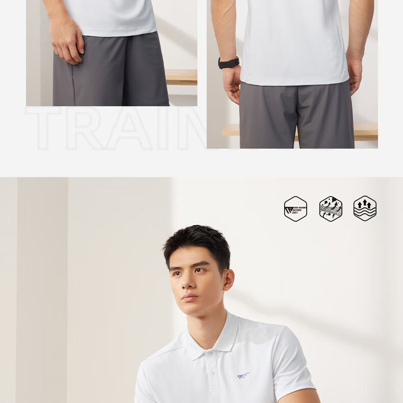 361° Men's Short-Sleeve T-Shirt, Summer Quick-Dry Polo Shirt, Running Fitness Sportswear, Half Sleeve, 652524102D-8 17