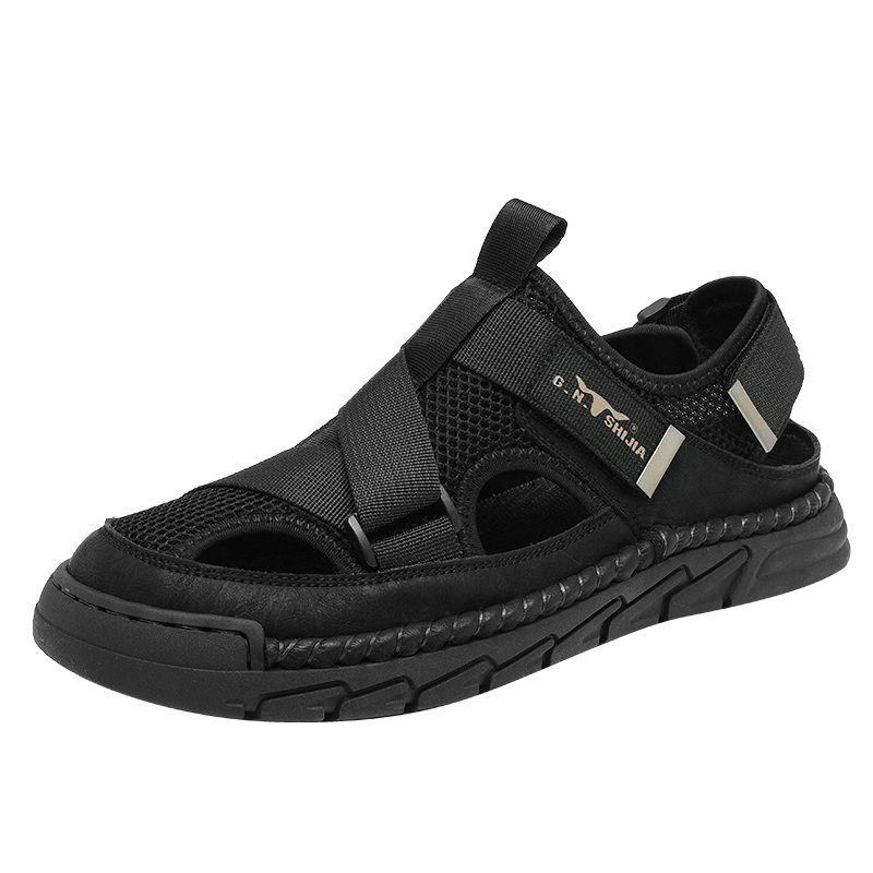 G.N.Shi Jia Men's Sandals, Summer Outdoor Wear, Breathable Beach Shoes, Soft Leather And Sole, Outdoor Water-Friendly Casual Closed-Toe Shoes