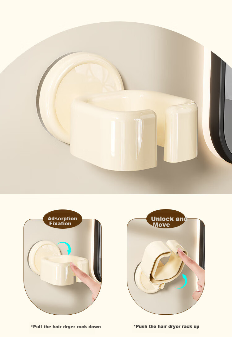 Fanyejia Hair Dryer Holder, Lazy Stand, Wall-Mounted, No Drilling Required, Hair Dryer Rack, Storage Shelf, Hair Dryer Stand 2
