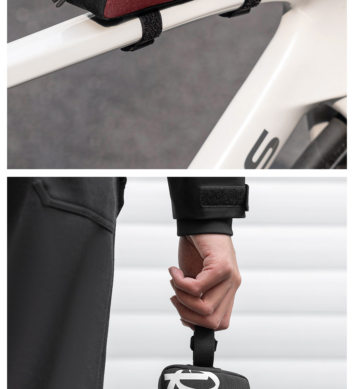 ROCKBROS Bicycle Front Frame Bag Top Tube Bag Crossbar Bag Phone Bag Mountain Road Bike Head Tube Bag Black 12