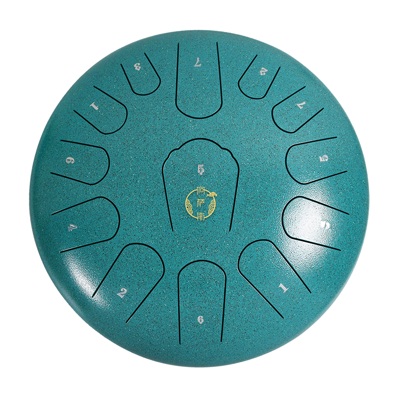 Asasi 13-Tone 12-Inch Carbon Steel Tongue Drum for Adults And Children Beginners, Gift Percussion Instrument, Bear Pattern in Spotted Gree