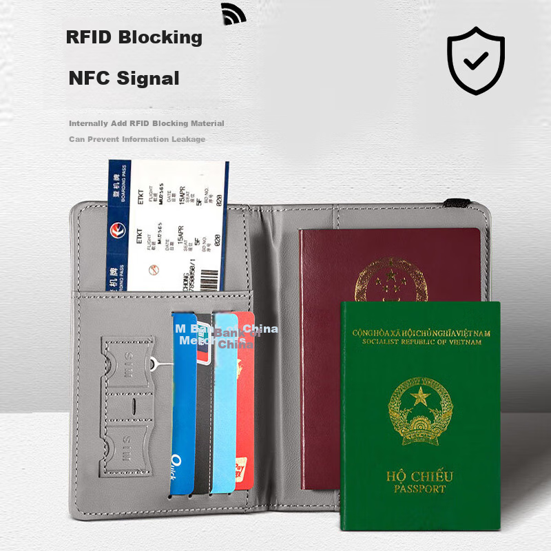 Leho Travel Passport Holder Protective Cover Document Card Holder Storage Bag Anti-theft RFID Blocking Wallet Coin Purse Air Ticket Men's Essential for Travel Abroad
