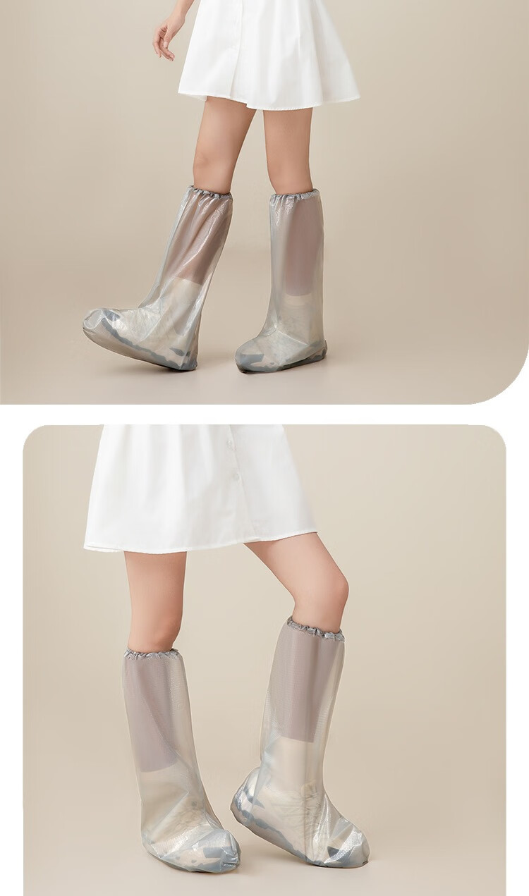 KUMBAZZ Waterproof Shoe Covers, Disposable Rain Shoe Covers, Thickened Long Rain Boots, Non-Slip Rain Boots for Adults, 5 Pairs 12