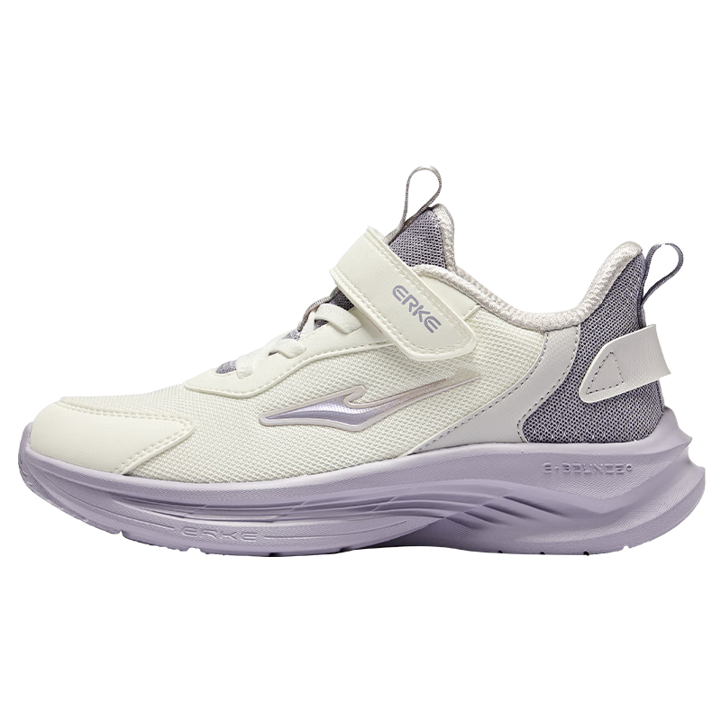 ERKE Children's Shoes, Boys And Girls Mesh Running Shoes, New Product for Big And Small Kids, Sports Shoes [Mingou], Micro-Crystal White/mineral Purple, Size 32