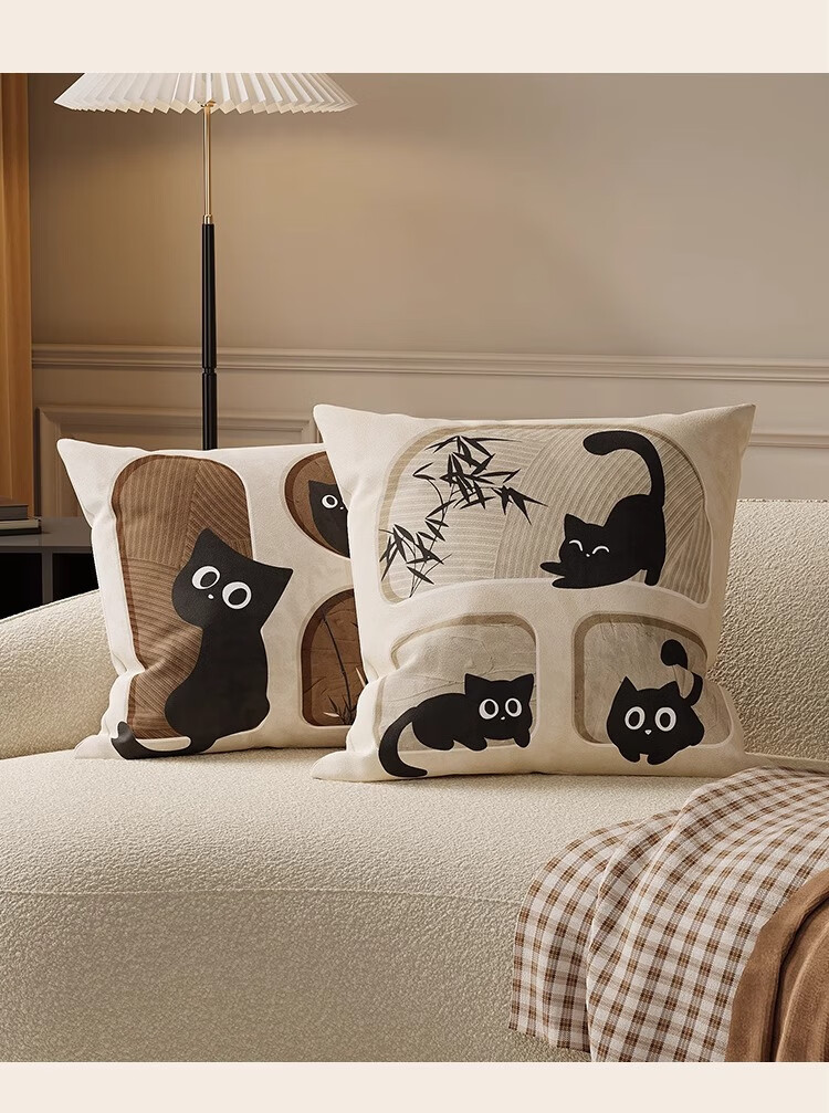 Slow Talk Cartoon Sofa Cushion Pillow with Removable Core, Washable Backrest Pad for Living Room and Bedside, Customizable 45*45cm 19