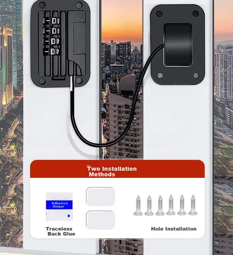 Huge Refrigerator Lock, No-Drill Drawer Password Lock, Student Dormitory Cabinet Security Lock, Window Limiter 7