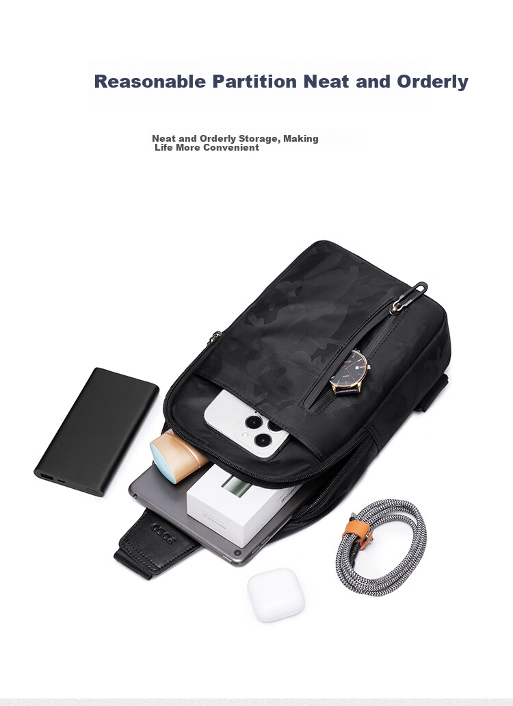 POLO Chest Bag for Men, Camouflage Crossbody Bag, Lightweight IPad Bag, Sports Messenger Bag, Commuter Phone Bag, Casual Shoulder Bag 8