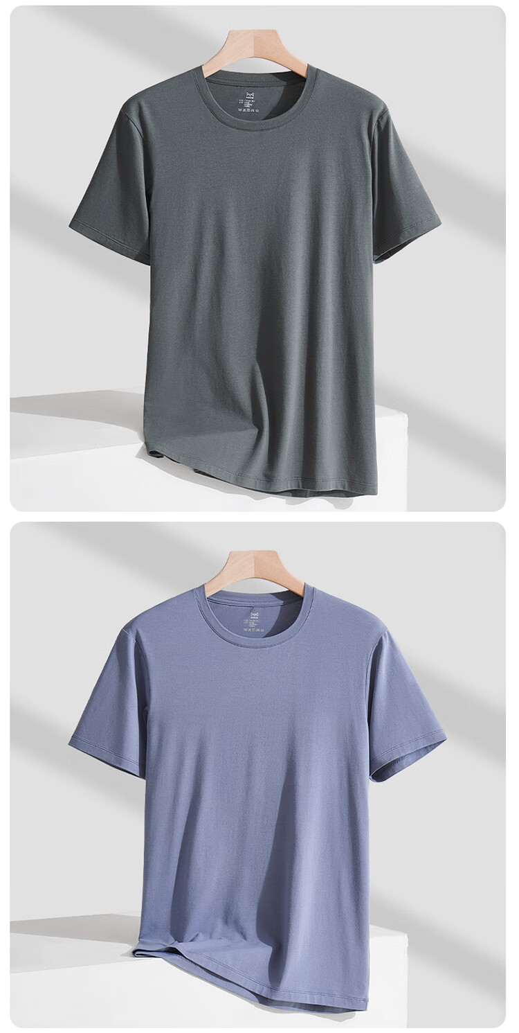 Miiow [Silk Modal Cotton] Men's Slim Fit Short Sleeve T-Shirt Base Layer Spring Summer 2026 Heather Gray XL 9