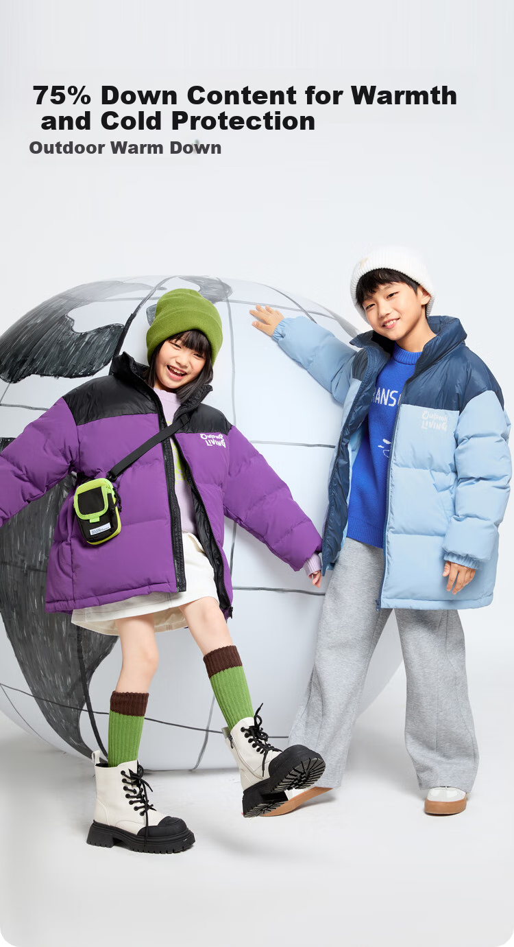 Annil Girls' Mid-Length down Jacket, New for Winter 2024, Quartz Pink, Size 160 1