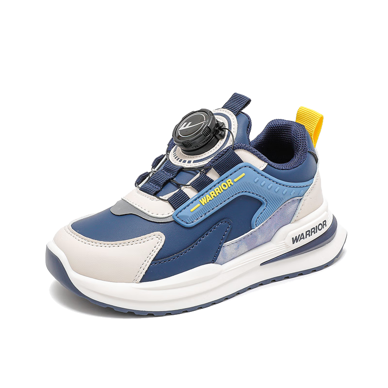 Warrior Children's Shoes Spring And Autumn Style, Boys' Running Shoes, Girls' Soft-Soled Sneakers, WZ(CL)-0633, Navy Blue/beige, Size 28