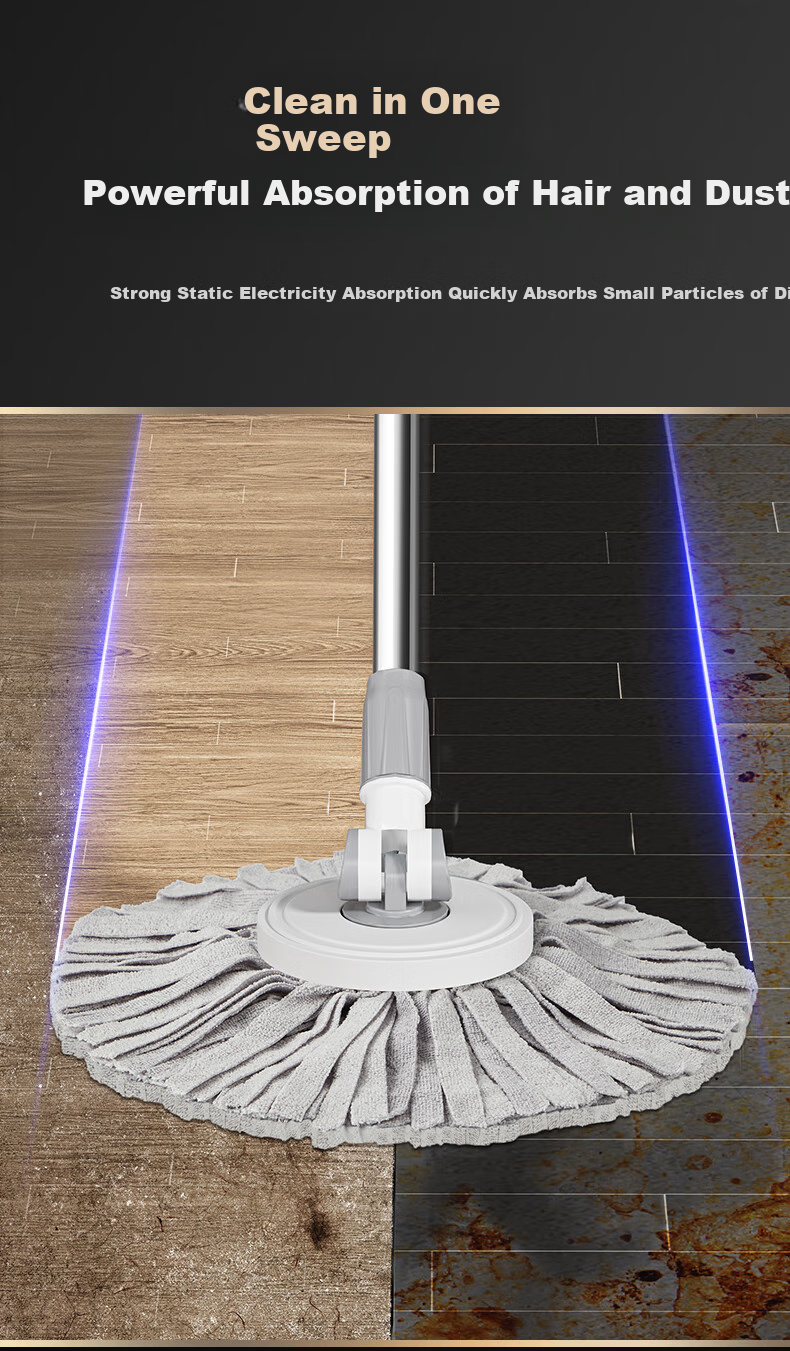 Wuyuehua Rotating Mop Handle, 130CM Long, with 2 Attachments, Labor-Saving Pole, Floating Design for Home Use, All-In Lazy Person's Floor Cleaning Tool 4