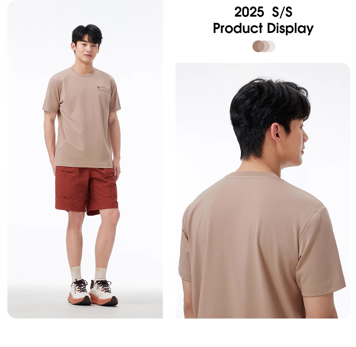 CAMEL Women's Short Sleeve T-Shirt Antibacterial Heat-Blocking Breathable Quick-Dry Sports Casual Crew Neck Top Men A15BAVV023 3XL 9